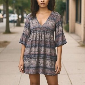 CHARMING CHARLIE Women's Vintage V -Neck Multicolor Summer Dress Size S